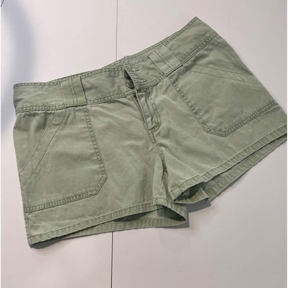 Mossimo Mossissue Womens Sage Green Cotton Utility Shorts Size 11 Double Button
